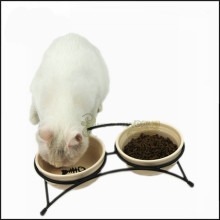 The lastest customized ceramic bowl for cat with metal stand ,double ceramic pet bowl with iron stand